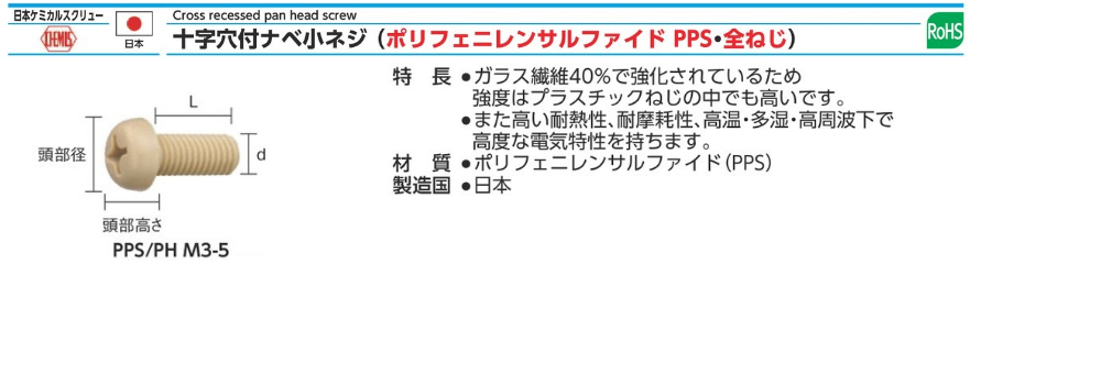 塑膠半圓頭十字孔螺絲(PPS) PPS/PH規格、品號、產品說明｜伍全企業